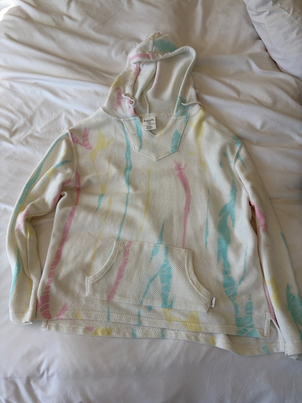 Lightweight Tie-Dye Hooded Sweater - Pastel Stripe